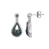 I3 Blue Diamond Silver Earrings