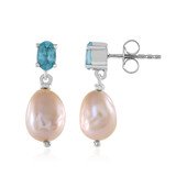 Peach Freshwater Pearl Silver Earrings