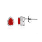 Red Ethiopian Opal Silver Earrings