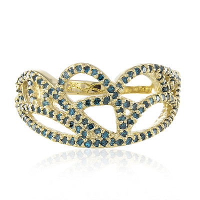 9K Royal Blue Diamond Gold Ring