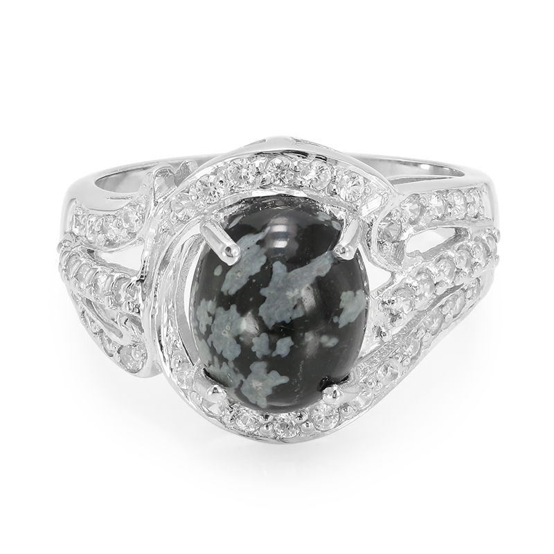 Details about   AAA Snowflak Obsidian Gemstone 925 Sterling Silver Statement Ring Jewelry