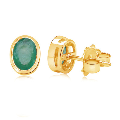 14K Zambian Emerald Gold Earrings