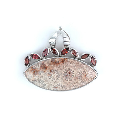 Petrified Coral Silver Pendant
