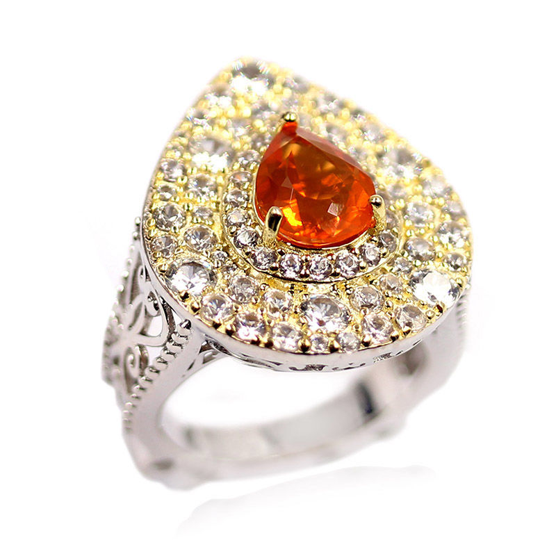 Mexican Fire Opal Ring in Sterling Silver