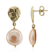 Peach Freshwater Pearl Silver Earrings (TPC)
