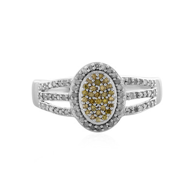 I4 Yellow Diamond Silver Ring