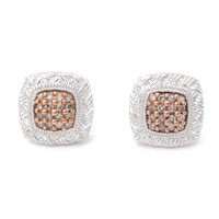 Champagne Diamond Silver Earrings