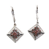 Red Diamond Silver Earrings
