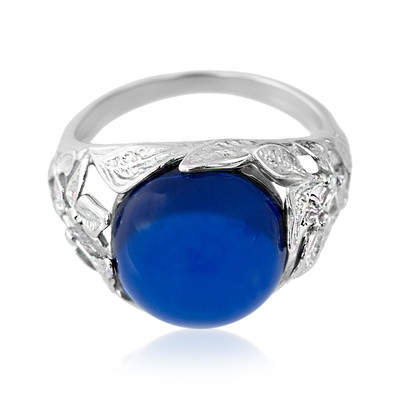 Colombian blue Amber Silver Ring
