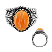 Orange Spiny Oyster Shell Silver Ring (Desert Chic)