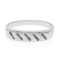 Emerald Green Diamond Silver Ring