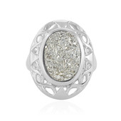 Silver Glitter Agate Silver Ring