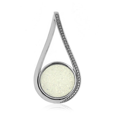Pearl Shimmer Glitter Agate Silver Pendant