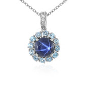 Blue Star Sapphire Silver Necklace