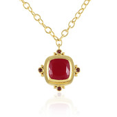 Raspberry Chalcedony Brass Necklace (Juwelo Style)