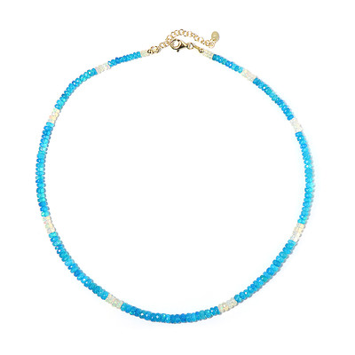 Neon Blue Opal Silver Necklace