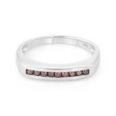 Red Cognac Diamond Silver Ring