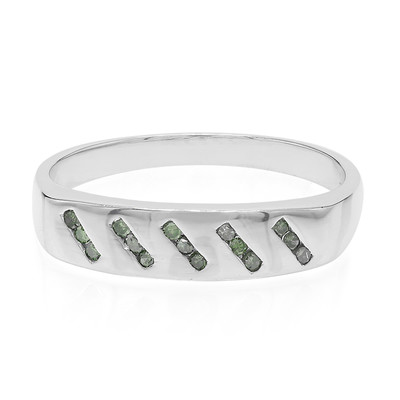 Emerald Green Diamond Silver Ring (Molloy)