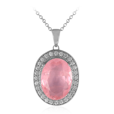 Pink Pastel Quartz Silver Necklace