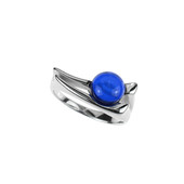 Colombian blue Amber Silver Ring
