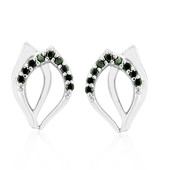 I3 Green Diamond Silver Earrings