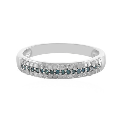 I4 Blue Diamond Silver Ring