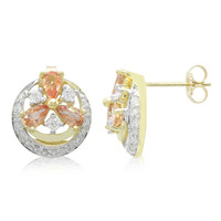 10K Unheated Padparadscha Sapphire Gold Earrings